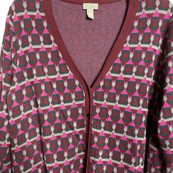 LOGO Geometric Long Cardigan Sweater - Picture 3 of 8